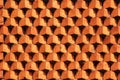 Sawtooth pattern brickwork. Decorative red brick wall as background Royalty Free Stock Photo