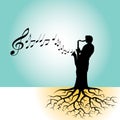 Sax man with roots Royalty Free Stock Photo