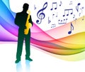 Sax Player on Musical Note Color Spectrum