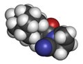 Saxagliptin diabetes drug molecule. Inhibitor of dipeptidyl peptidase-4 DPP4.