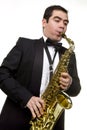 Saxaphone Player Playing Royalty Free Stock Photo