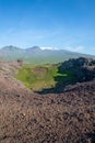 Saxholl crater and Snaefellsjokull glacier in summer, Snaefellsnes peninsula Iceland
