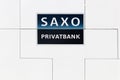 Saxo Bank logo on a wall Royalty Free Stock Photo