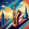 Saxofon Vector Illustration and Creative Unique Design Royalty Free Stock Photo