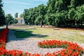 Saxon Garden Fountain at spring in Warsaw, Poland Royalty Free Stock Photo