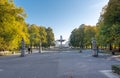 The Saxon Garden Park in Warsaw, Poland. Fountain in Background Royalty Free Stock Photo