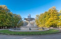 The Saxon Garden Park in Warsaw, Poland. Fountain in Background Royalty Free Stock Photo