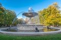 The Saxon Garden Park in Warsaw, Poland. Fountain in Background Royalty Free Stock Photo