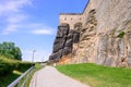 Saxon Switzerland, Germany. View from the fortress Koenigstein. Fortress wall of the fortre Royalty Free Stock Photo