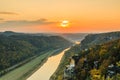 Saxon Switzerland National Park with autumn sunset