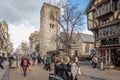 The Saxon Tower and medieval timber framed building in Cornmarket street, Oxford, Oxfordshire, UK Royalty Free Stock Photo