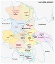 Saxony-anhalt administrative and political vector map, germany