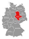 Saxony-Anhalt red highlighted in map of Germany