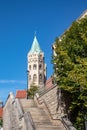 view from the historic center in autumn in Freyburg / Unstrut with churches and other houses and city wall