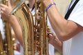 Saxophone being played in a small town parade in America