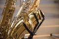 Saxophone detail.Jazz festival Group of Saxophone music instrument for musician