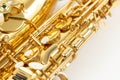 Saxophone details buttons closeup image Royalty Free Stock Photo