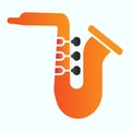 Saxophone flat icon. Jazz trumpet vector illustration isolated on white. Musical wind instrument gradient style design Royalty Free Stock Photo