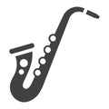 Saxophone glyph icon, music and instrument Royalty Free Stock Photo