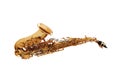 Saxophone - Golden alto saxophone classical instrument isolated Royalty Free Stock Photo