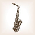 Saxophone hand drawn sketch style vector