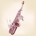 Saxophone hand drawn vector llustration