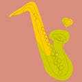 Saxophone with gradient heart on a pink background. Royalty Free Stock Photo