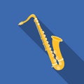 Saxophone icon in flat style isolated on white background. Musical instruments symbol stock vector illustration Royalty Free Stock Photo