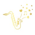 Saxophone icon, Golden. Isolated on white background. Blue icon set Royalty Free Stock Photo