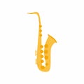 Saxophone icon. Musical instrument for jazz. Golden musical instruments concept. Classical music, jazz concert performance. Flat Royalty Free Stock Photo