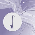 Saxophone icon on purple abstract modern background. The lines in all directions. With room for your advertising. Royalty Free Stock Photo