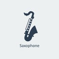 Saxophone icon. Silhouette vector icon