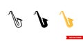 Saxophone icon of 3 types. Isolated vector sign symbol.