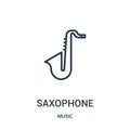 saxophone icon vector from music collection. Thin line saxophone outline icon vector illustration