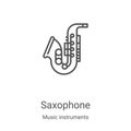 saxophone icon vector from music instruments collection. Thin line saxophone outline icon vector illustration. Linear symbol for Royalty Free Stock Photo