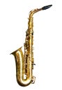 Saxophone isolated on white Royalty Free Stock Photo