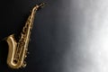 Saxophone jazz instruments. Soprano sax isolated. Saxophone music instrument closeup on black Royalty Free Stock Photo