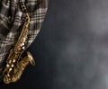 Saxophone jazz instruments. Soprano sax isolated. Saxophone music instrument closeup on black Royalty Free Stock Photo