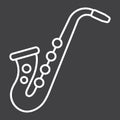 Saxophone line icon, music and instrument Royalty Free Stock Photo