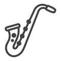 Saxophone line icon, music and instrument Royalty Free Stock Photo