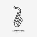 Saxophone line icon, vector pictogram of sax. Musical instrument illustration, sign for music store logo Royalty Free Stock Photo