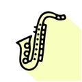 Saxophone line icon, vector pictogram of sax