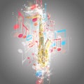 Saxophone and music notes