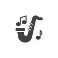 Saxophone and music notes vector icon Royalty Free Stock Photo