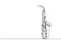 Saxophone one line art. Continuous line drawing of musical, melody, blues, saxophone, jazz, horn, music, sax, musician
