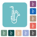 Saxophone outline rounded square flat icons