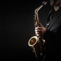 Saxophone player saxophonist with sax alto Royalty Free Stock Photo