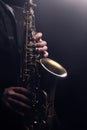 Saxophone player jazz saxophonist hands close up Royalty Free Stock Photo