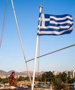 Saxophone Player Under Greek Flag, Athens, Greece