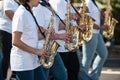 Saxophone players lined up